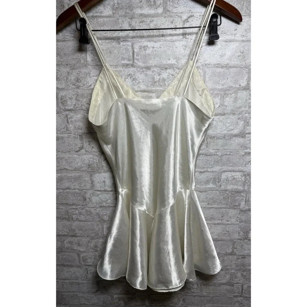 Vintage 80s Ivory Satin Slip Nightgown Size S Womens  Romantic   Lingerie Bridal